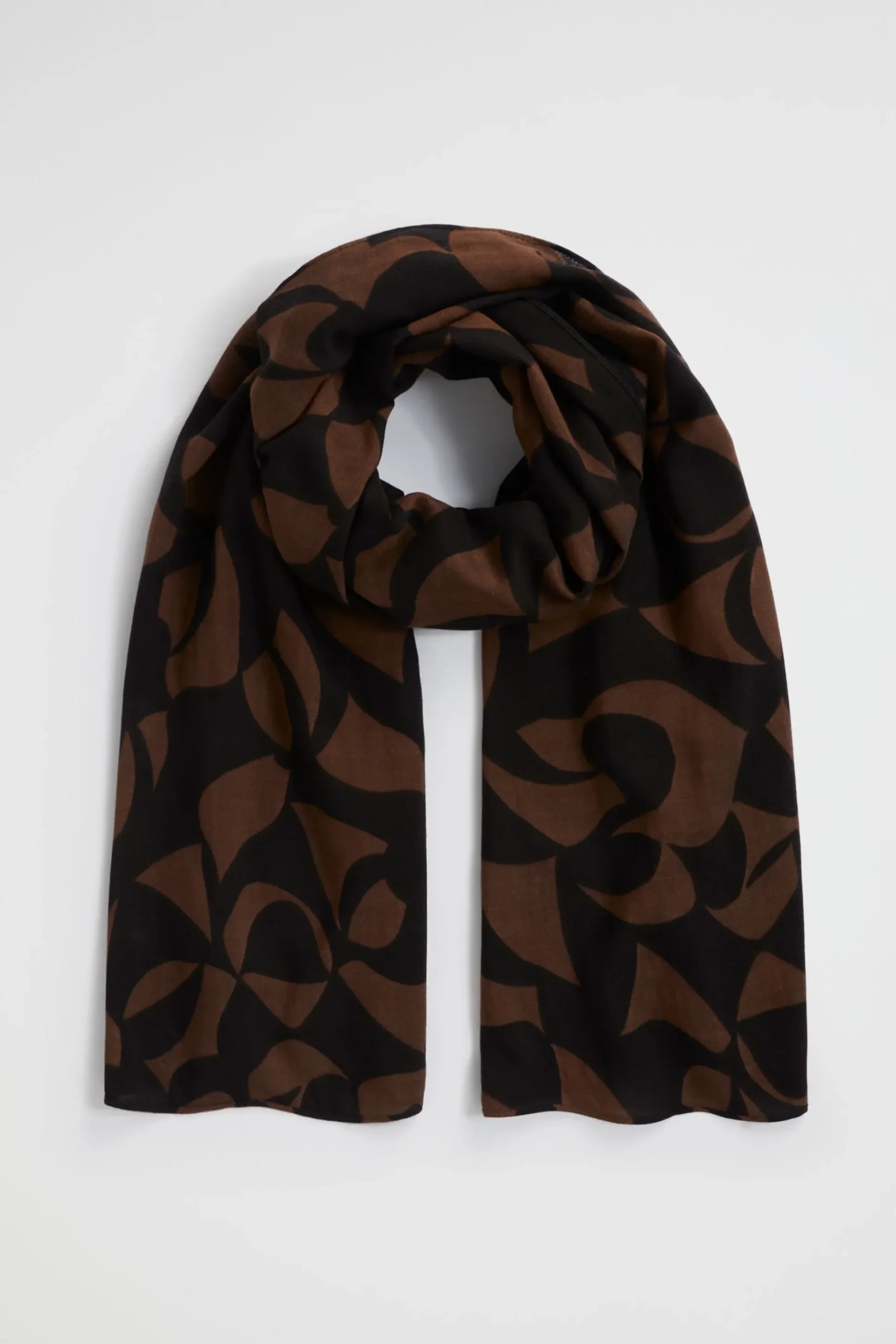 Seed Heritage Scarves & Kaftans-Abstract Print Scarf Hot Chocolate Abstract