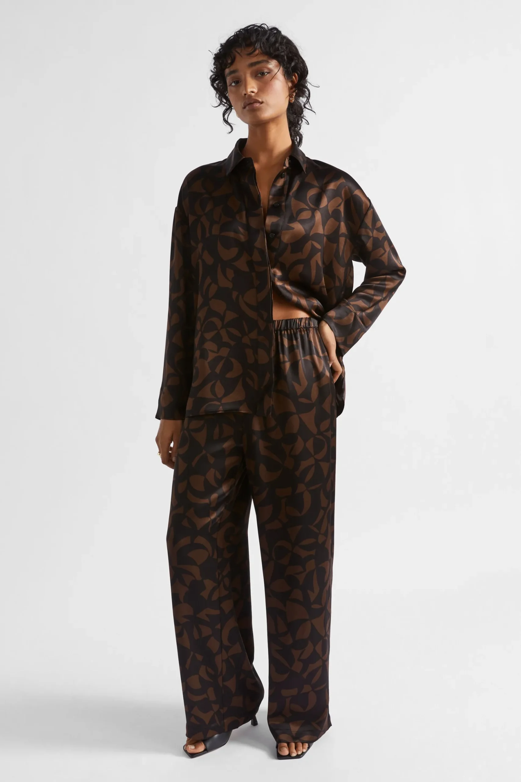 Seed Heritage Pants-Abstract Wide Leg Pant Hot Chocolate Abstract