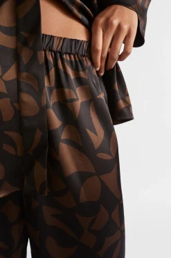 Seed Heritage Pants-Abstract Wide Leg Pant Hot Chocolate Abstract