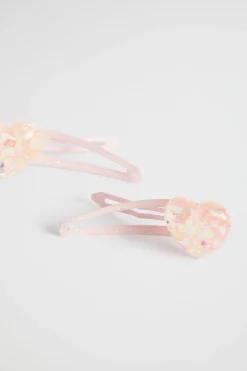Seed Heritage Hair Accessories-Acrylic Glitter Heart Snaps Dusty Rose