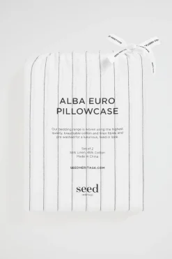 Seed Heritage Bedroom-Alba Euro Pillowcase Black Stripe