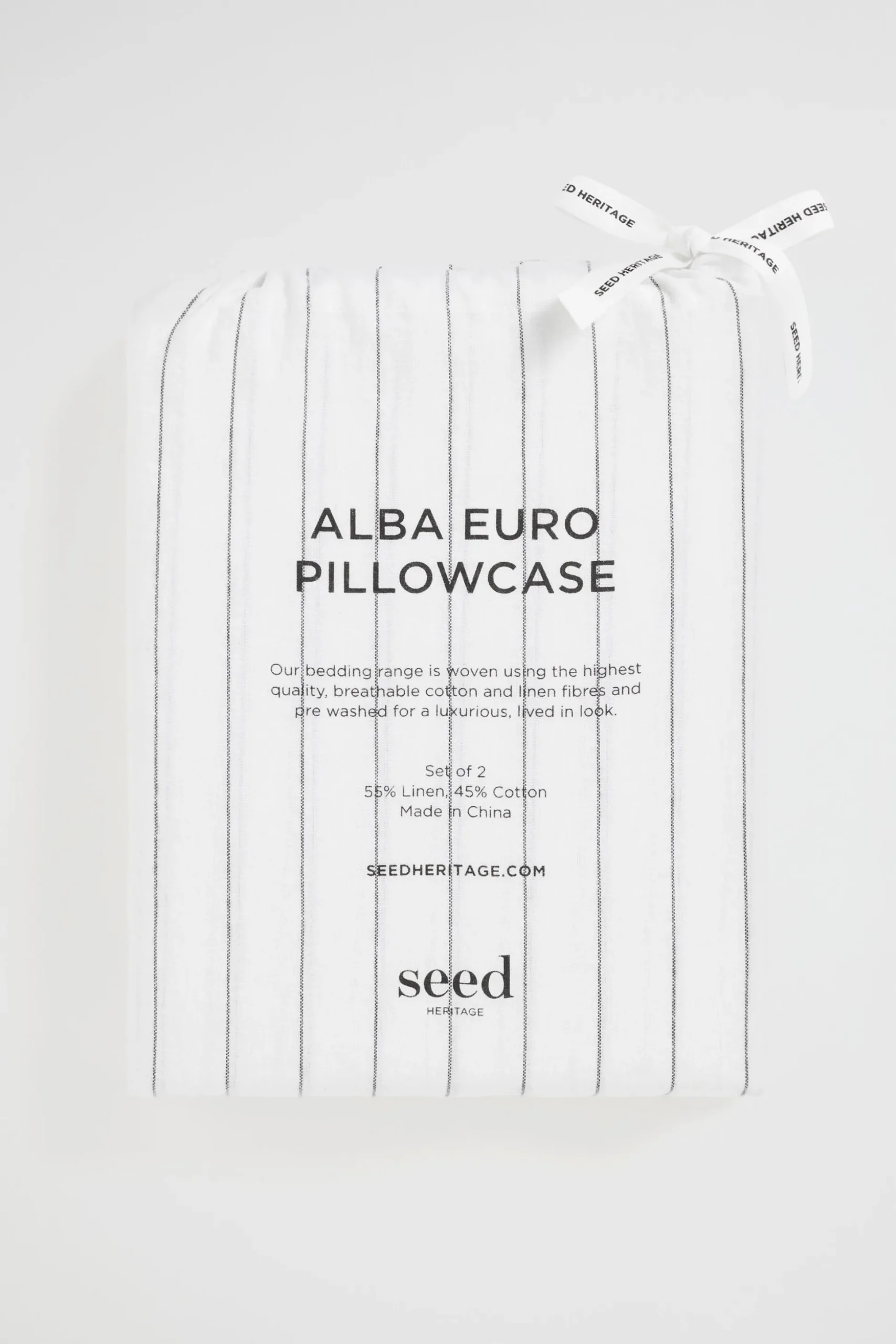 Seed Heritage Bedroom-Alba Euro Pillowcase Black Stripe