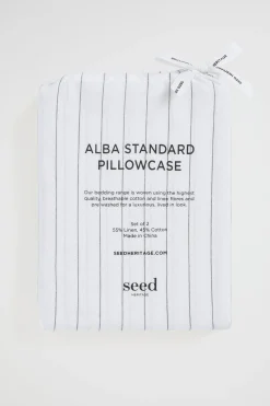 Seed Heritage Bedroom-Alba Standard Pillowcase Black Stripe