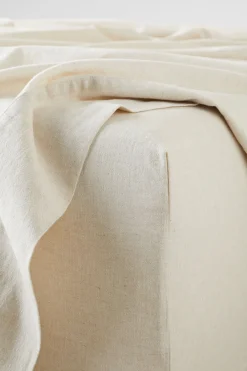 Seed Heritage Bedroom-Alba Super King Fitted Sheet Flax Cross Dye