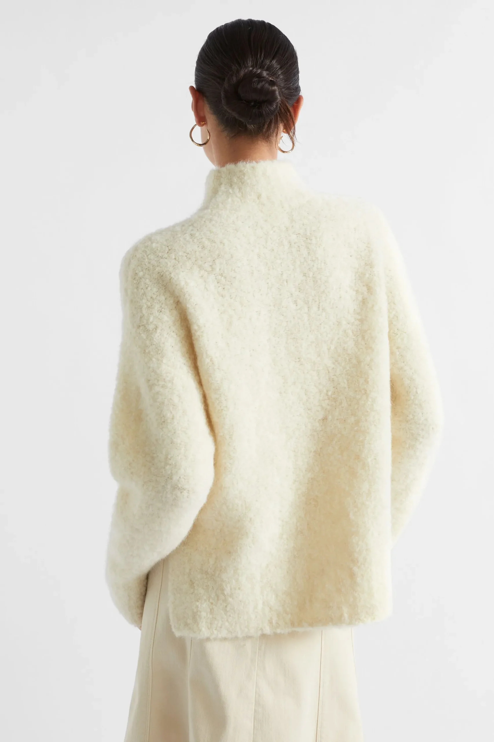 Seed Heritage Knitwear & Sweaters-Alpaca Boucle Side Split Knit Vanilla Cream Marle