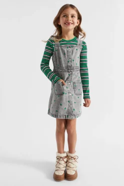 Seed Heritage Dresses-Apple Embroidered Pinafore Slate Wash