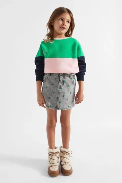 Seed Heritage Denim & Jeans-Apple Embroidered Skirt Slate Wash