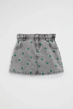Seed Heritage Denim & Jeans-Apple Embroidered Skirt Slate Wash