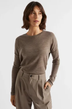 Seed Heritage Knitwear & Sweaters-Babywool Curve Hem Top Hazel Marle