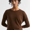 Seed Heritage Knitwear & Sweaters-Babywool Curve Hem Top Hot Chocolate Marle