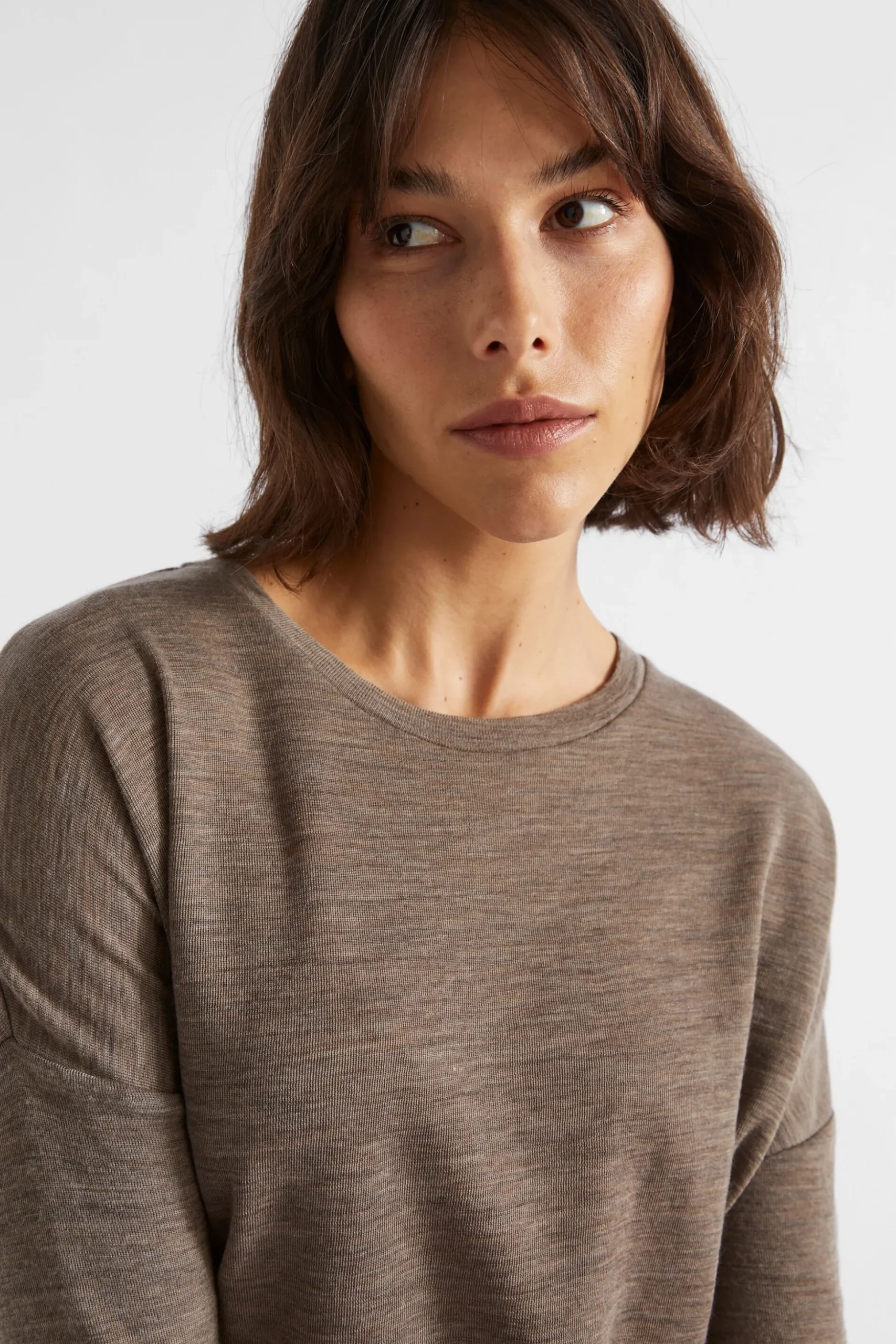 Seed Heritage Knitwear & Sweaters-Babywool Curve Hem Top Hazel Marle