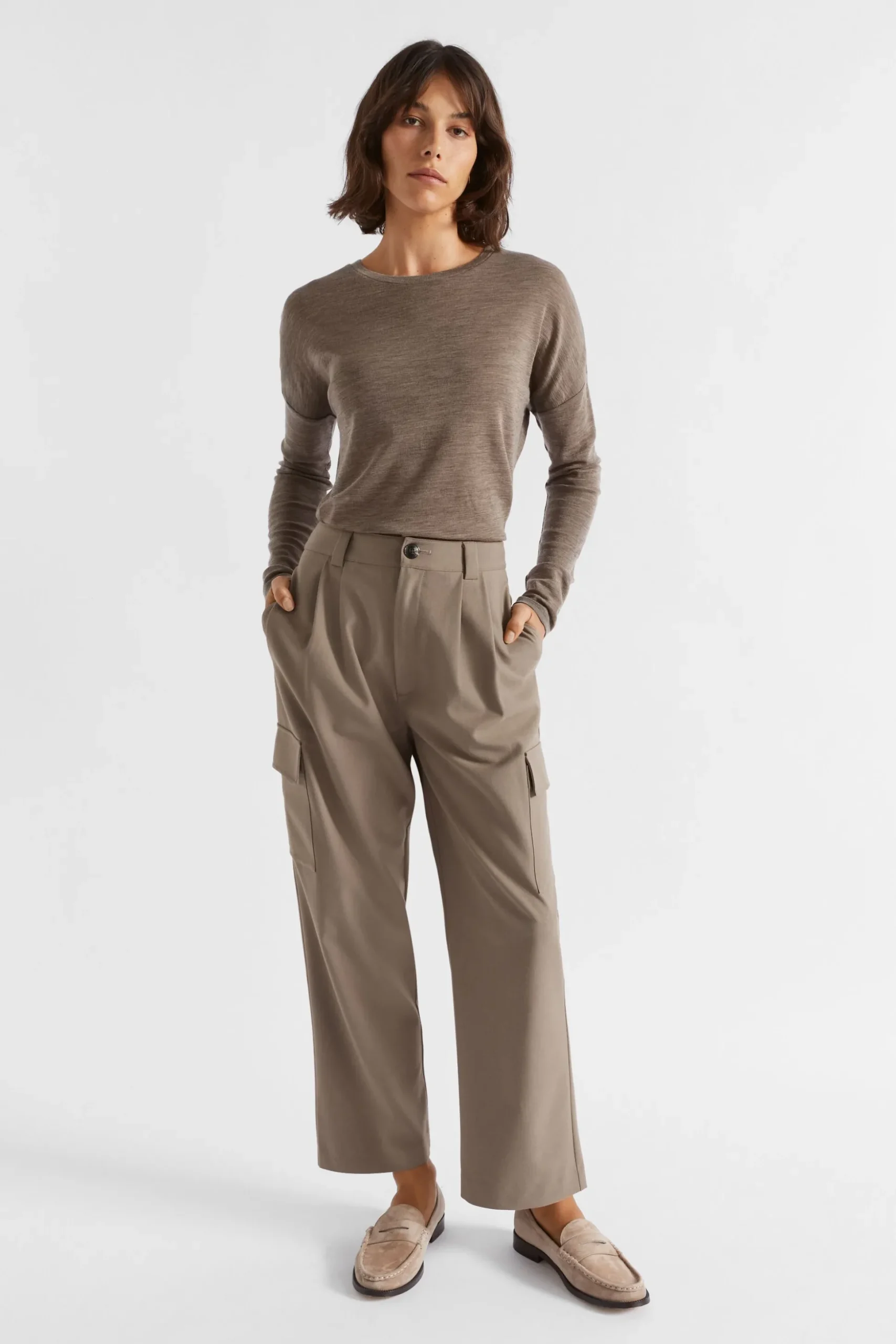 Seed Heritage Knitwear & Sweaters-Babywool Curve Hem Top Hazel Marle