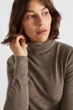 Seed Heritage Knitwear & Sweaters-Babywool Roll Neck Top Hazel Marle