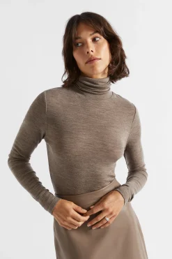 Seed Heritage Knitwear & Sweaters-Babywool Roll Neck Top Hazel Marle