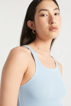 Seed Heritage T-Shirts & Tops-Basic Rib Tank Bluebell