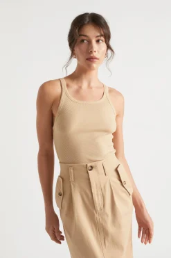 Seed Heritage T-Shirts & Tops-Basic Rib Tank Light Chestnut