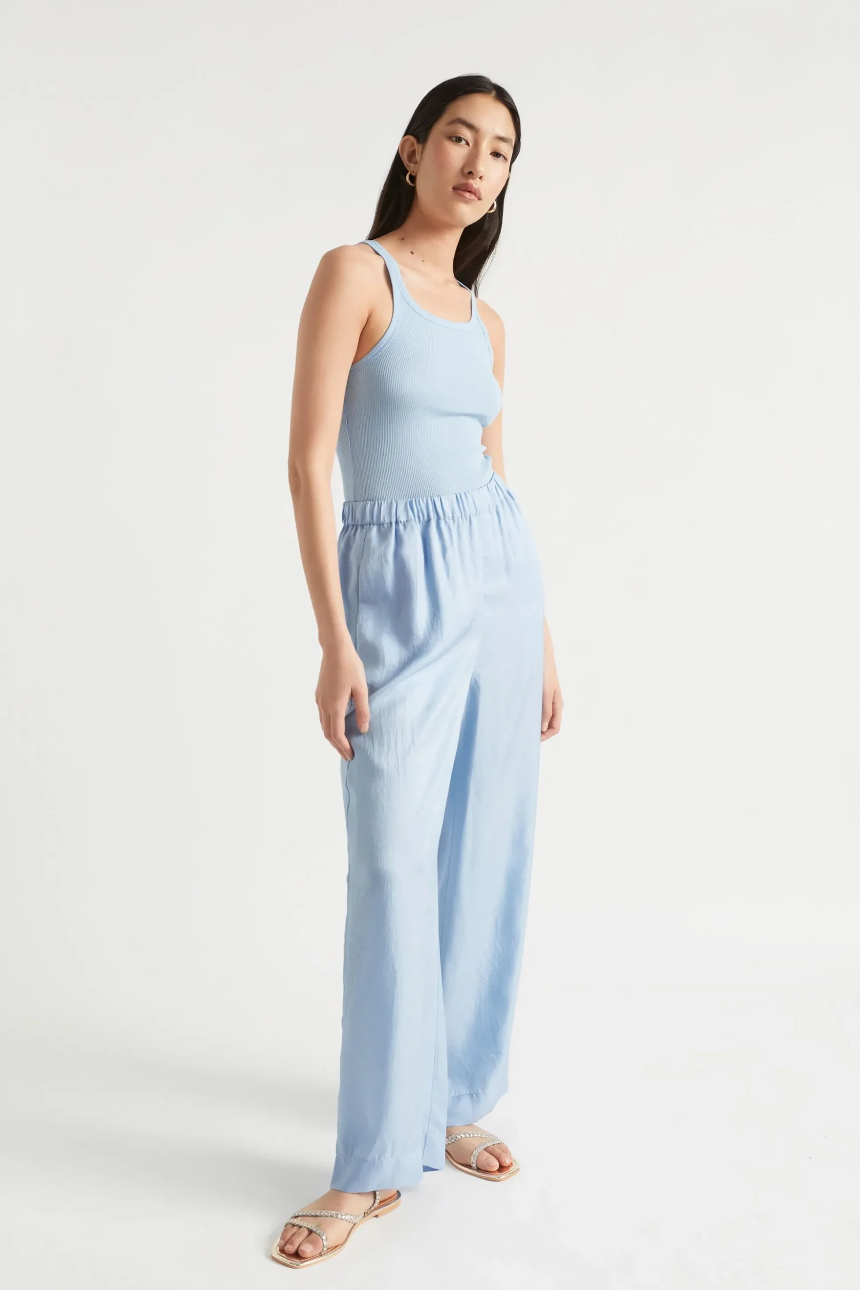 Seed Heritage T-Shirts & Tops-Basic Rib Tank Bluebell