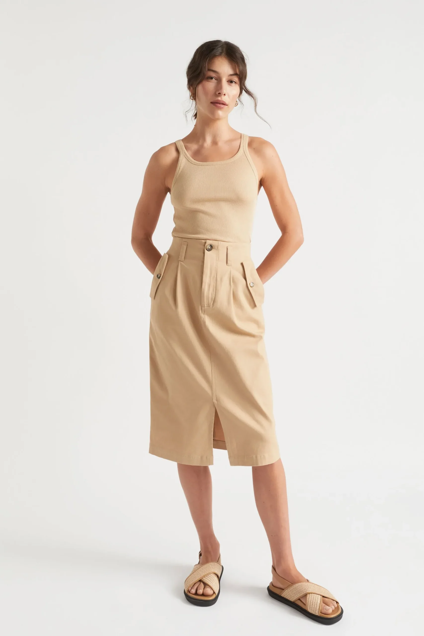 Seed Heritage T-Shirts & Tops-Basic Rib Tank Light Chestnut