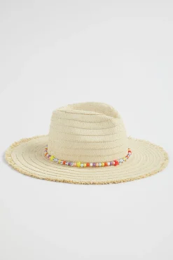 Seed Heritage Hats & Beanies & Caps-Beaded Frayed Edge Panama Multi