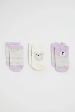 Seed Heritage Socks-Bear Sock 3 Pack Dusty Rose