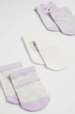 Seed Heritage Socks-Bear Sock 3 Pack Dusty Rose