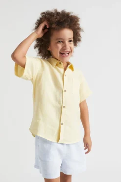 Seed Heritage T-Shirts & Tops-Boxy Linen Shirt Lemon