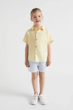 Seed Heritage T-Shirts & Tops-Boxy Linen Shirt Lemon