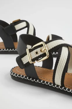 Seed Heritage Sandals & Thongs-Bree Woven Sandal Black Cream