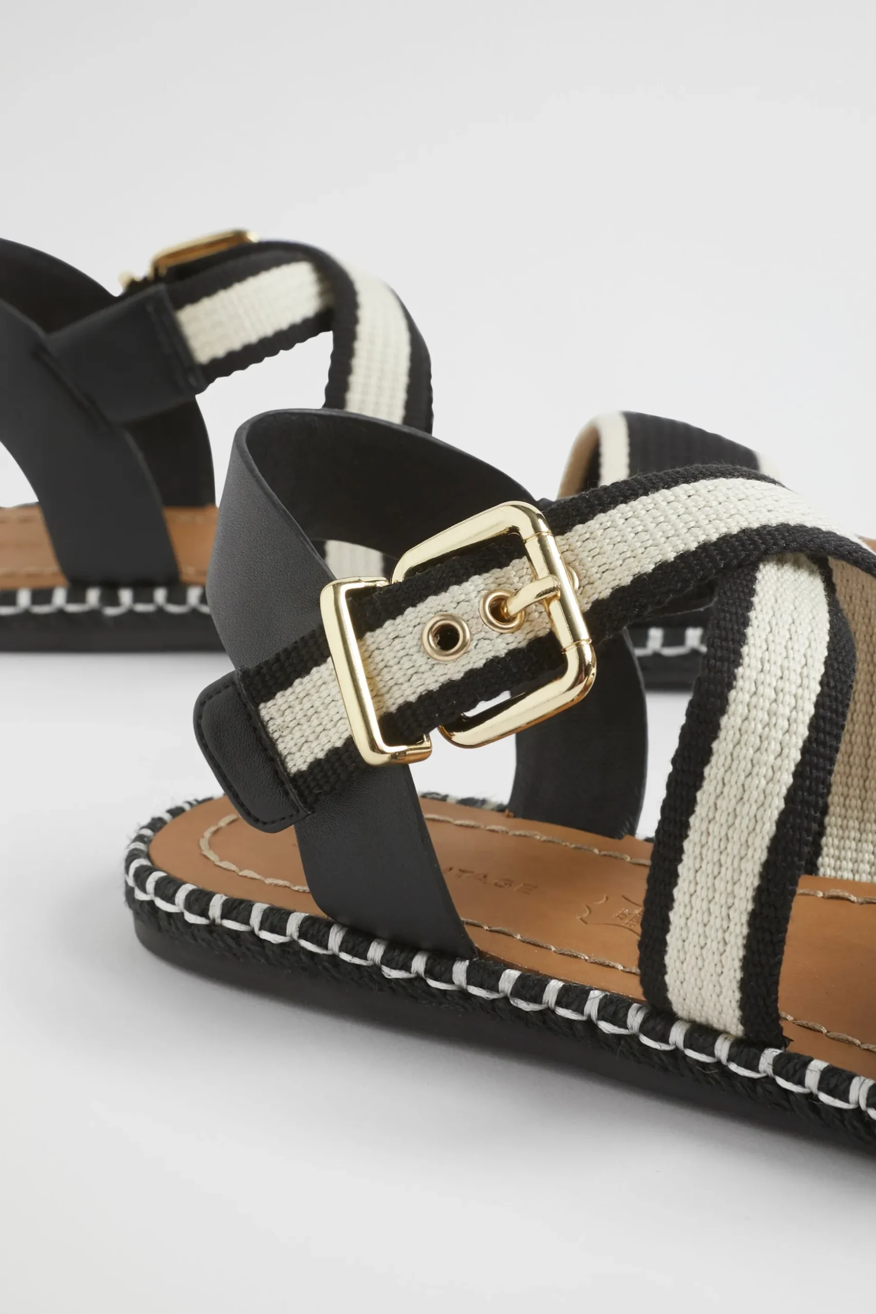 Seed Heritage Sandals & Thongs-Bree Woven Sandal Black Cream