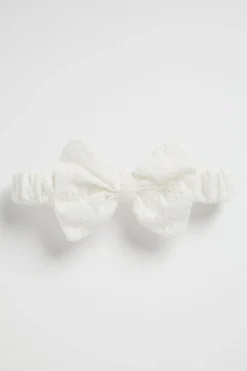 Seed Heritage Hair Accessories-Broderie Bow Hb White