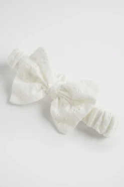 Seed Heritage Hair Accessories-Broderie Bow Hb White