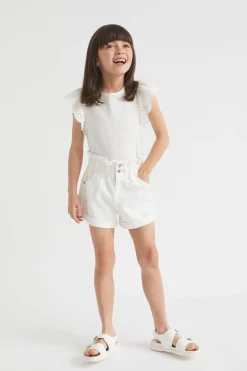 Seed Heritage T-Shirts & Tops-Broderie Frill Top Vintage White