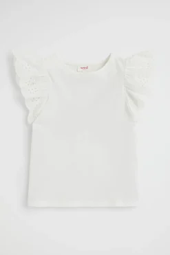 Seed Heritage T-Shirts & Tops-Broderie Frill Top Vintage White