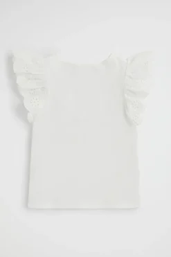 Seed Heritage T-Shirts & Tops-Broderie Frill Top Vintage White