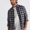 Seed Heritage Shirts-Brushed Check Shirt Midnight Blue
