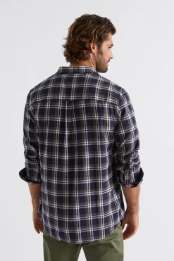 Seed Heritage Shirts-Brushed Check Shirt Midnight Blue