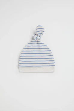 Seed Heritage Beanies-Brushed Stripe Knot Hat Snow Marle