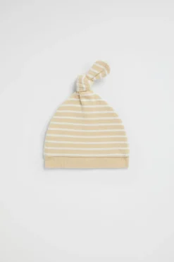 Seed Heritage Beanies-Brushed Stripe Knot Hat Lemon