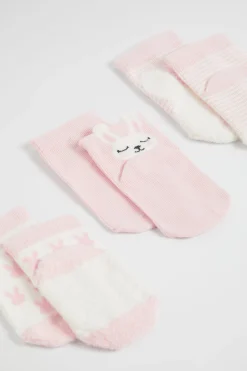 Seed Heritage Socks-Bunny Sock 3 Pk Dusty Rose