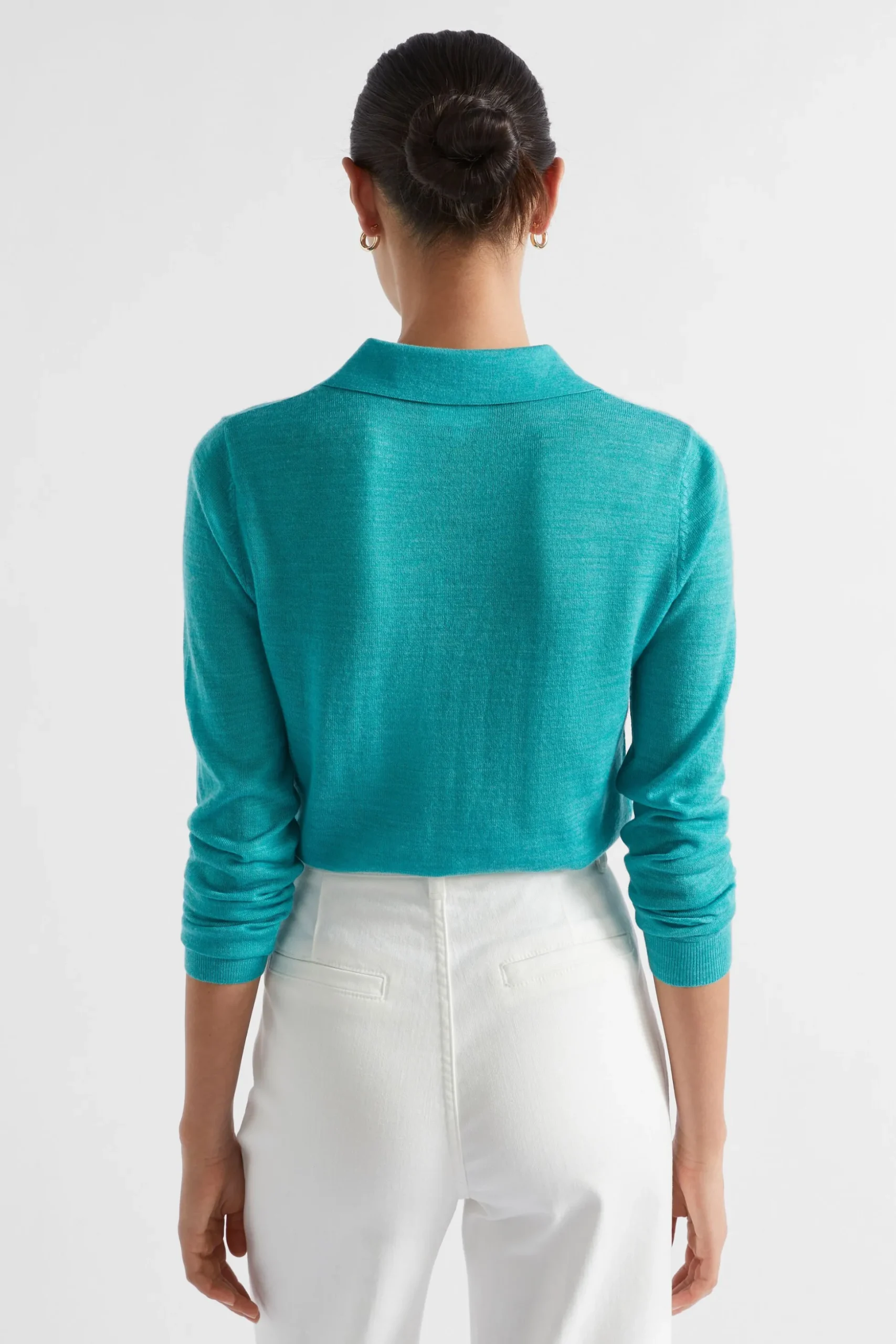 Seed Heritage Knitwear & Sweaters-Button Down Polo Knit Peacock Blue Marle