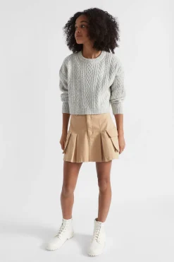 Seed Heritage T-Shirts & Tops-Cable Crop Knit Cloud