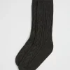 Seed Heritage Socks & Tights-Cable Knit Bed Sock Charcoal