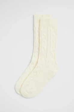 Seed Heritage Socks & Tights-Cable Knit Bed Sock Cream