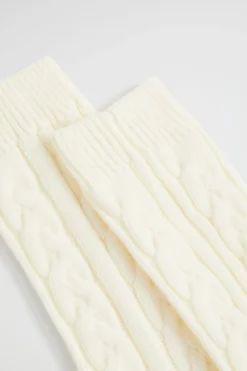 Seed Heritage Socks & Tights-Cable Knit Bed Sock Cream