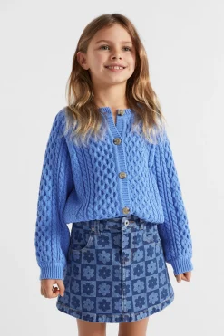 Seed Heritage Knitwear & Sweaters-Cable Knit Cardi Soft Cobalt