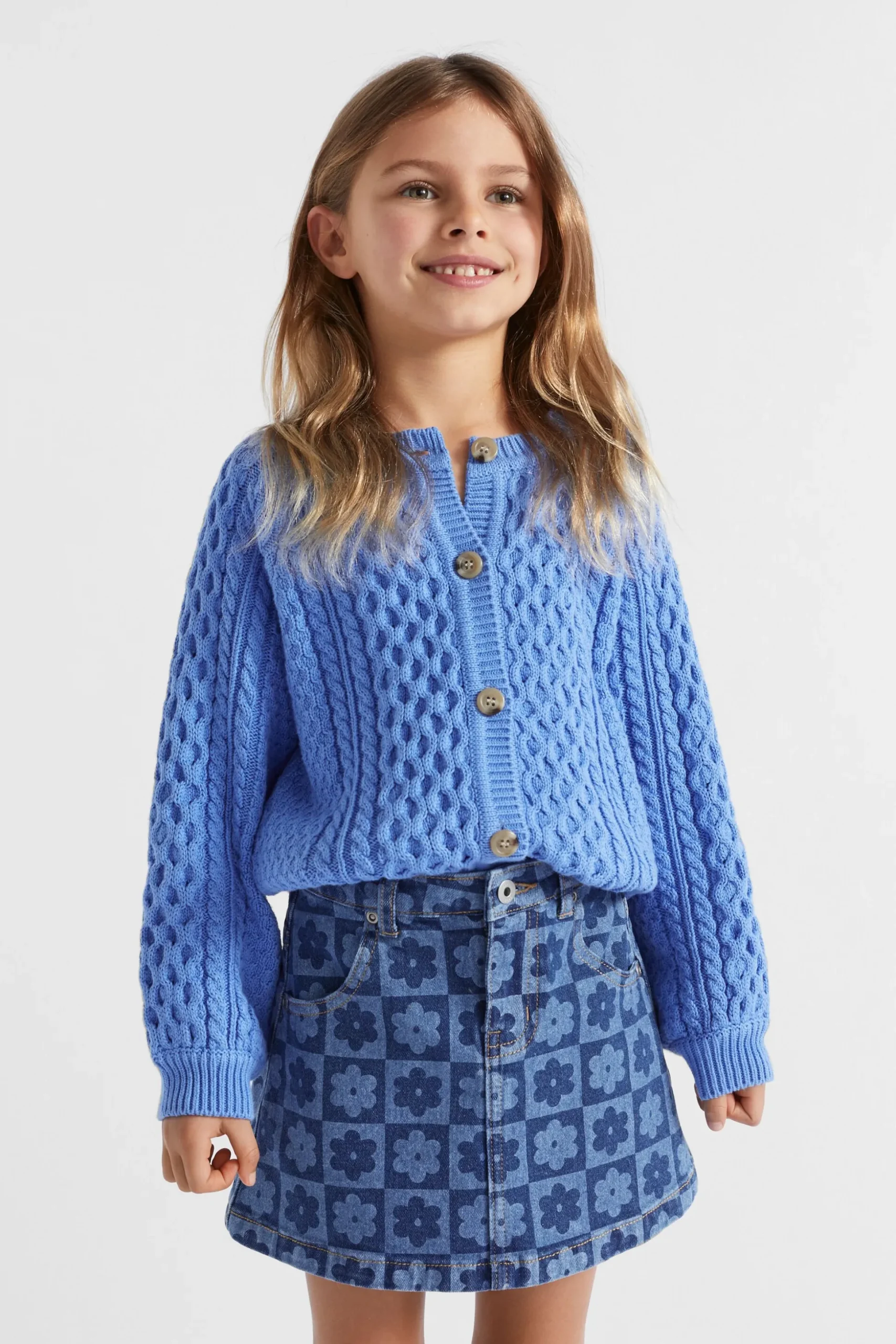 Seed Heritage Knitwear & Sweaters-Cable Knit Cardi Soft Cobalt