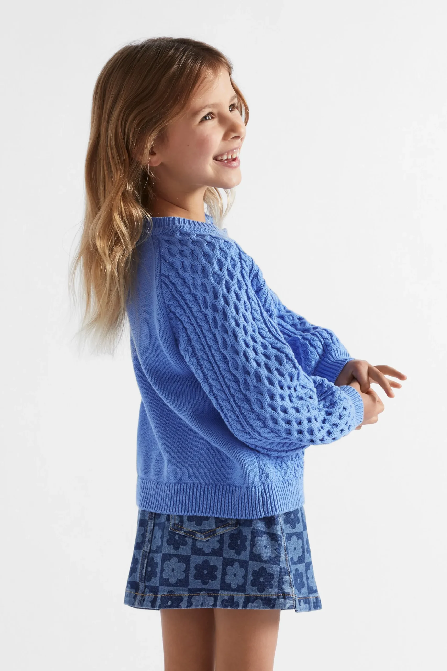 Seed Heritage Knitwear & Sweaters-Cable Knit Cardi Soft Cobalt