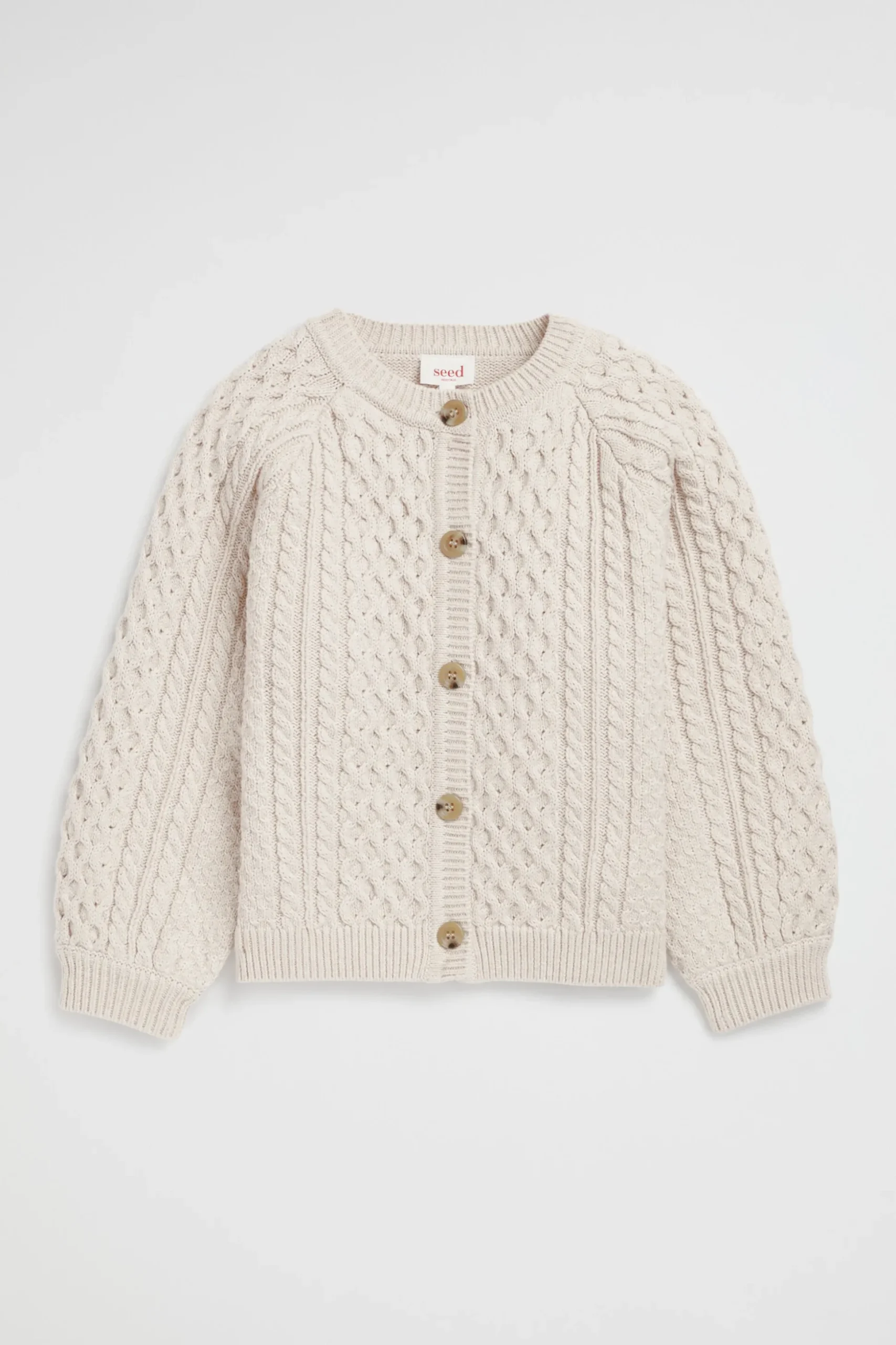 Seed Heritage Knitwear & Sweaters-Cable Knit Cardi Oat Marle