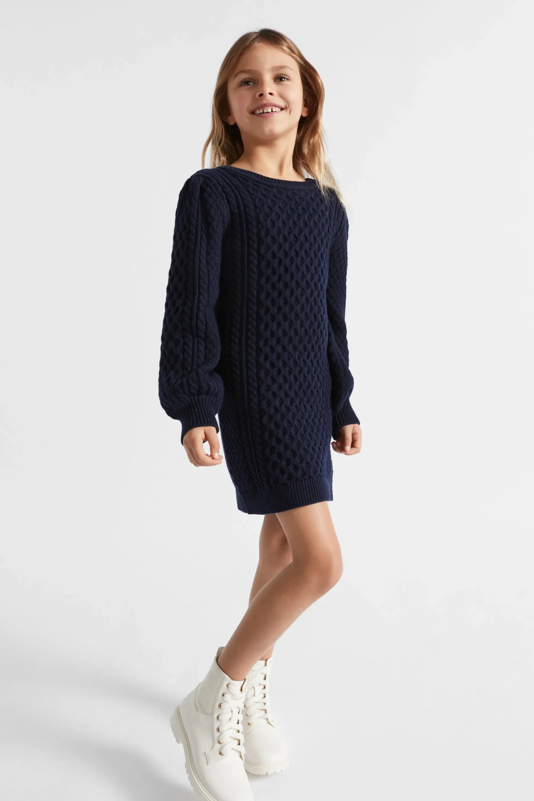 Seed Heritage Knitwear & Sweaters-Cable Knit Dress Midnight Blue