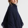 Seed Heritage Ponchos & Capes-Cable Knit Poncho Midnight Blue
